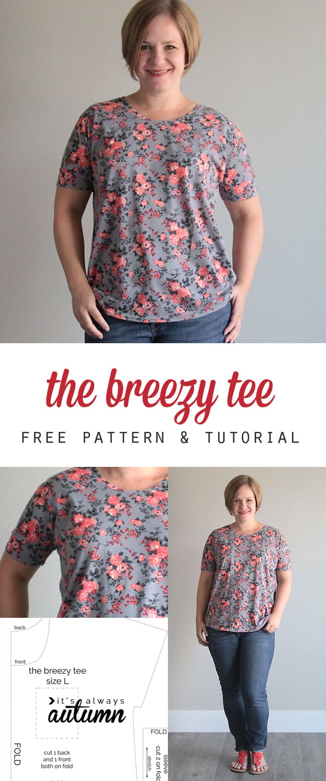 Breezy Tee Free Womens T Shirt Pattern Sewing Large Easy Tutorial Diy 2